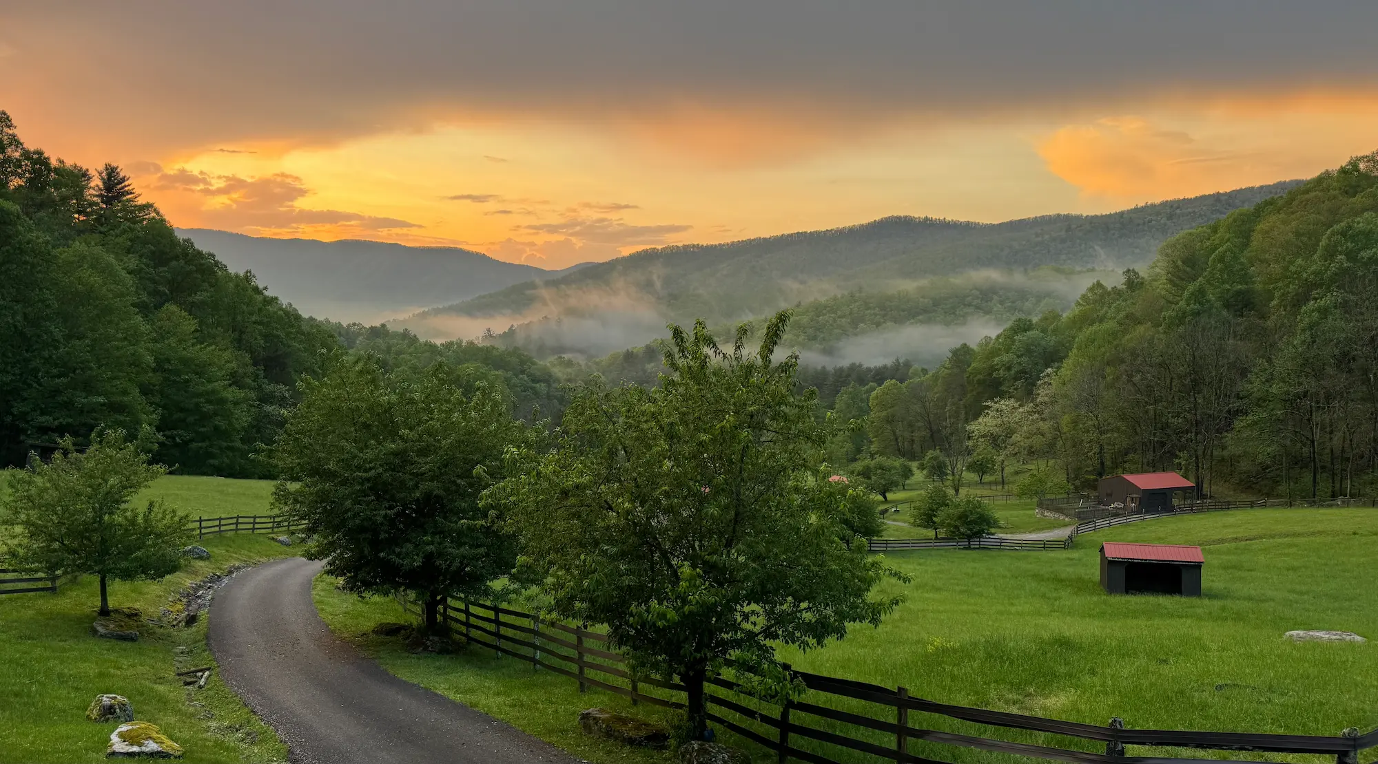 Sunset over the Appalachian valley